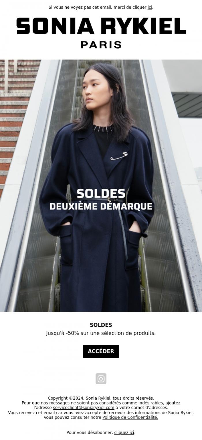 Email Design Inspiration from Sonia Rykiel, Soldes | D&eacute;couvrez nos offres exclusives sur la collection Automne-Hiver 24