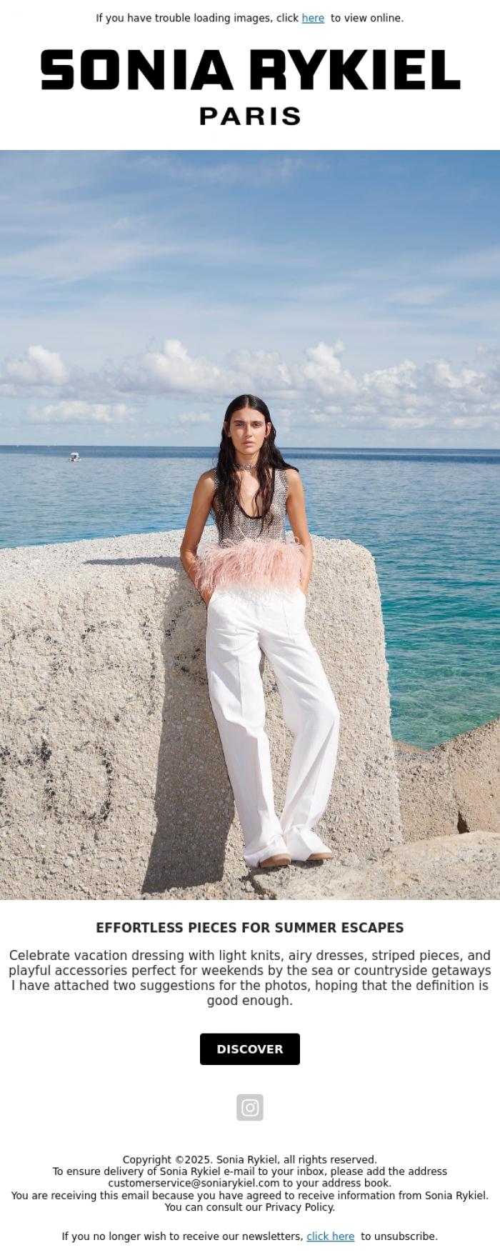 Email Design Inspiration from Sonia Rykiel, Summer Elegance