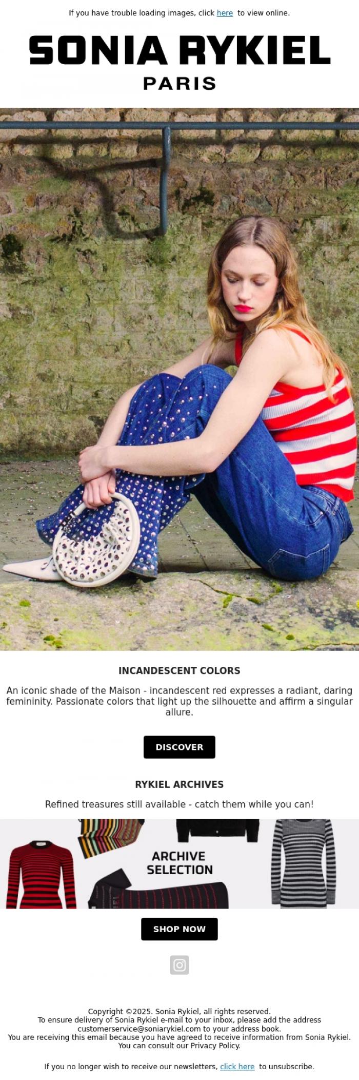 Email Design Inspiration from Sonia Rykiel, Passionate Colors, Singular Allure
