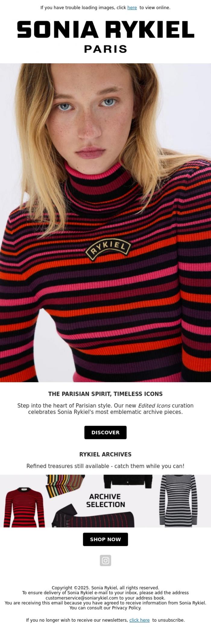 Email Design Inspiration from Sonia Rykiel, The Legacy of Parisian Style