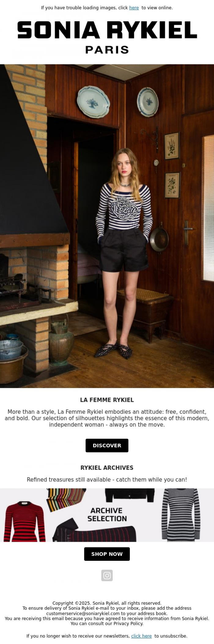 Email Design Inspiration from Sonia Rykiel, Boldness & feminine elegance