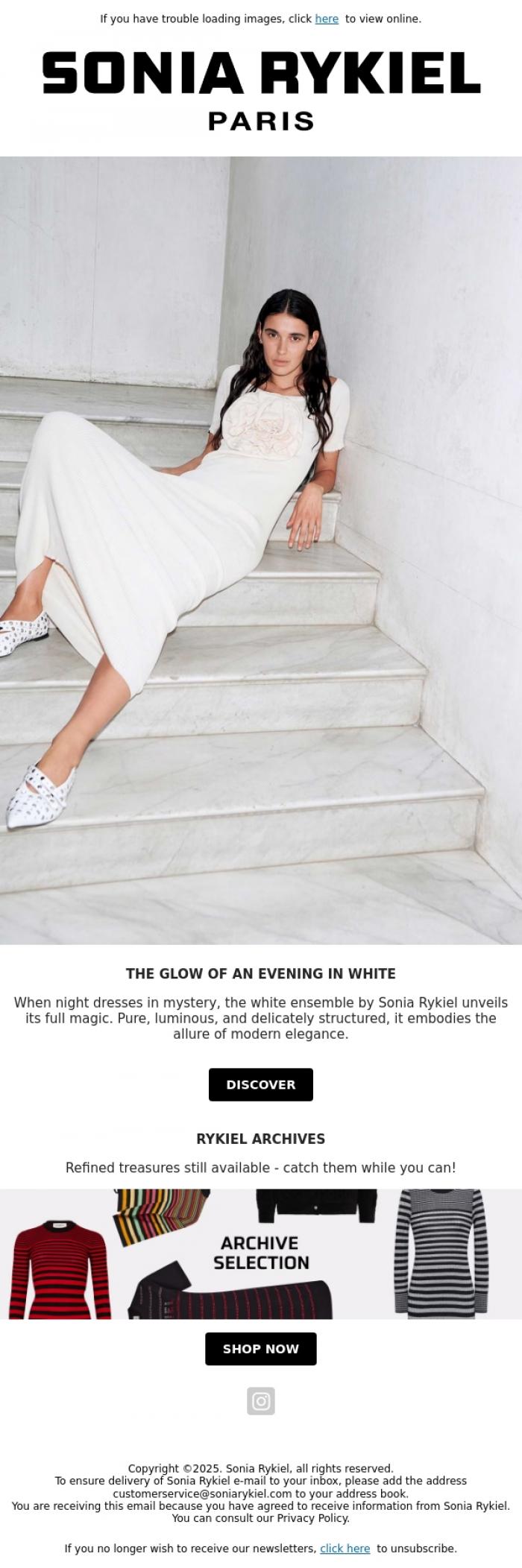 Email Design Inspiration from Sonia Rykiel, The shimmer of nighttime chic