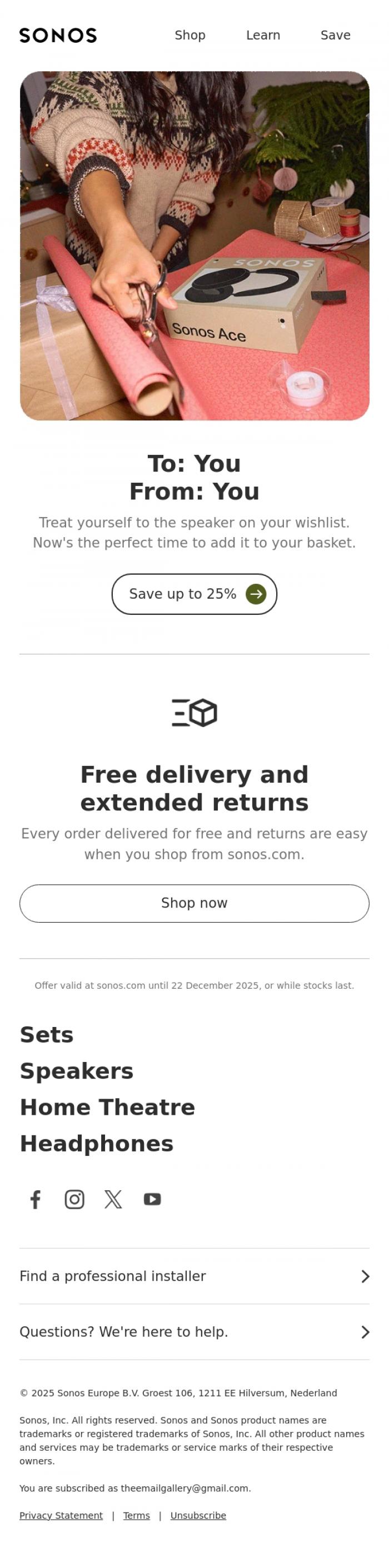 Email Design Inspiration from Sonos, Today's the day