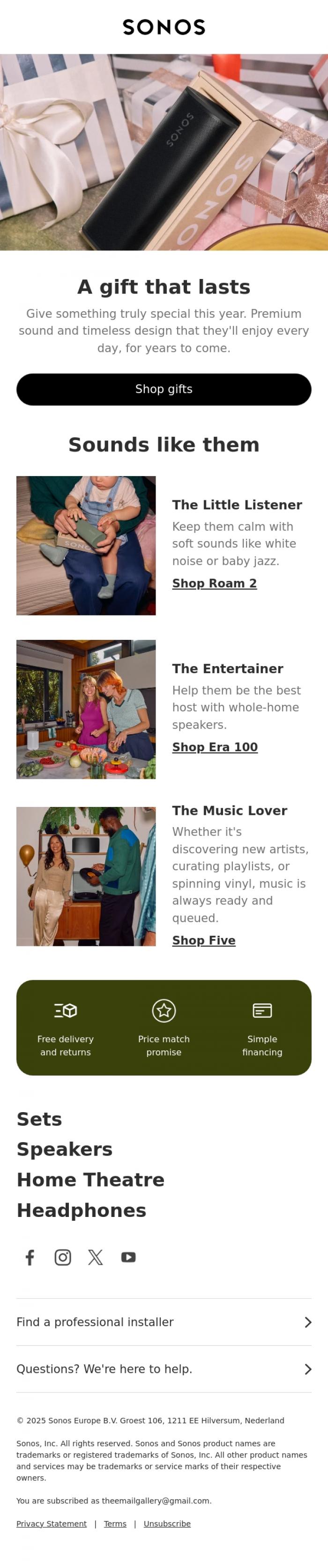 Email Design Inspiration from Sonos, Who's left on your list?
