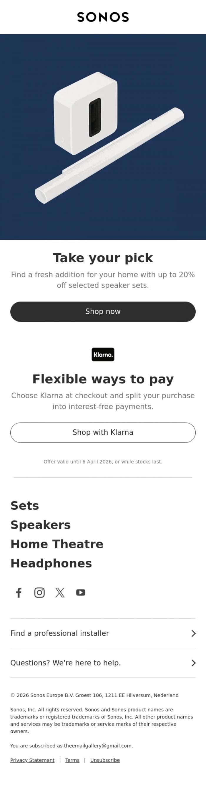 Email Design Inspiration from Sonos, Savings in full bloom