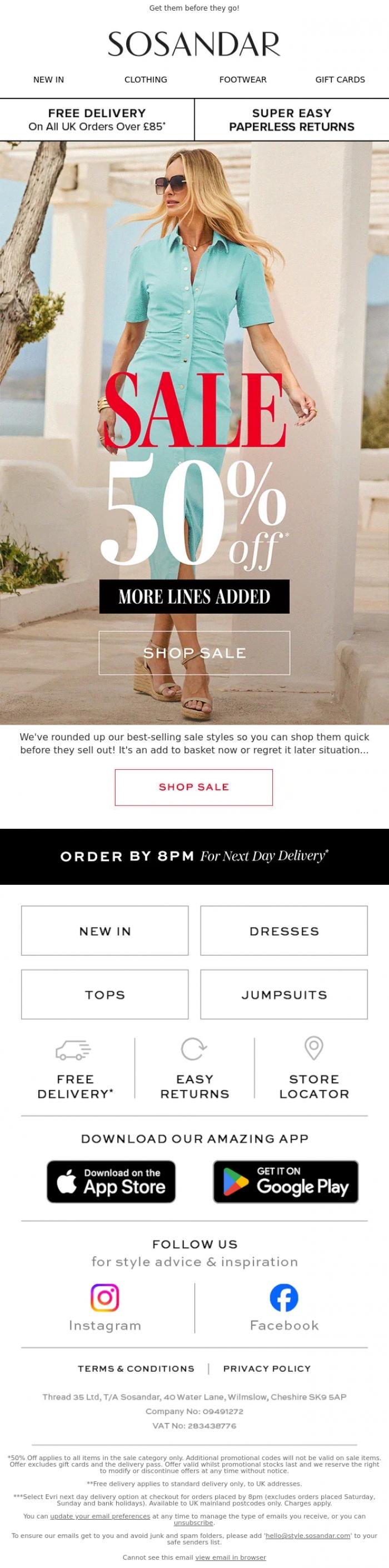 Email Design Inspiration from Sosandar, 50% OFF! The SALE Styles Everyone's Buying >>>