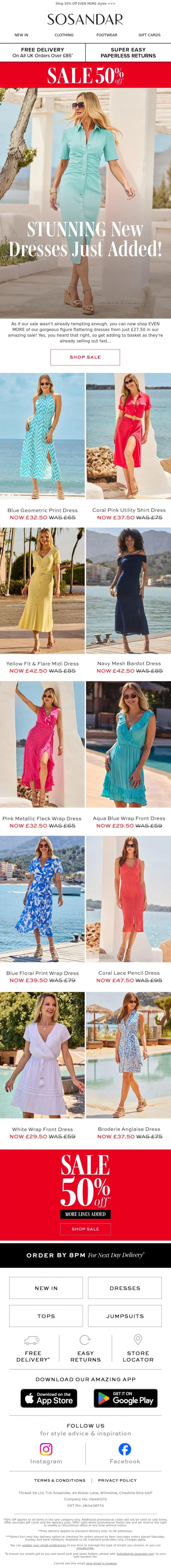 Email Design Inspiration from Sosandar, Stunning New Dresses Added To SALE!