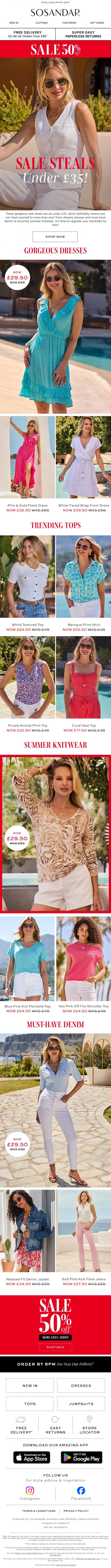 Email Design Inspiration from Sosandar, Amazing Summer Steals All UNDER &pound;35 >>>