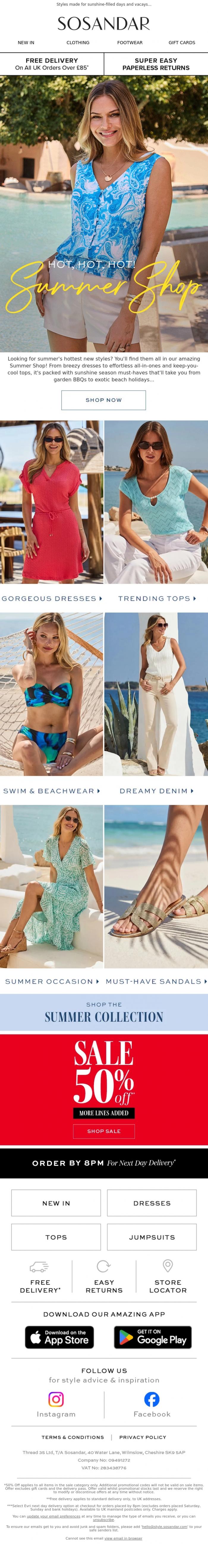 Email Design Inspiration from Sosandar, Our Summer Shop Is Looking Hot, Hot, HOT!