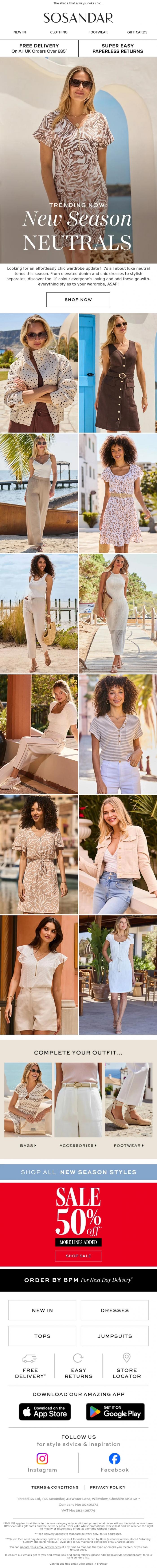 Email Design Inspiration from Sosandar, The Trending Neutrals You NEED This Season >>>