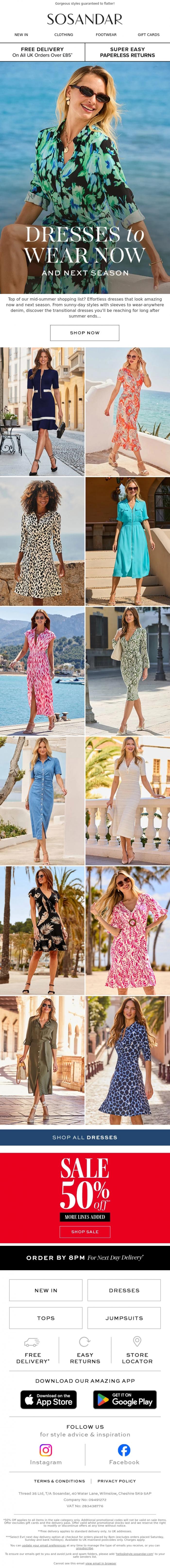 Email Design Inspiration from Sosandar, Trending Dresses To Wear Now & Next Season!