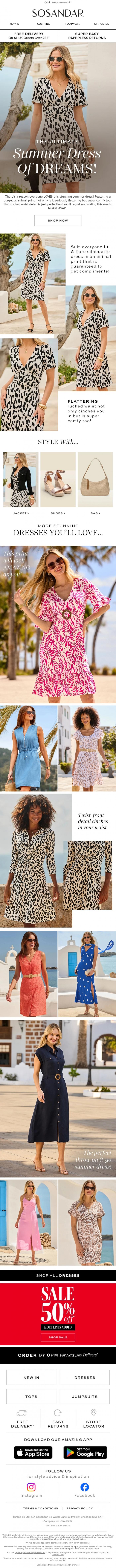 Email Design Inspiration from Sosandar, The Ultimate Summer Dress Of DREAMS >>>