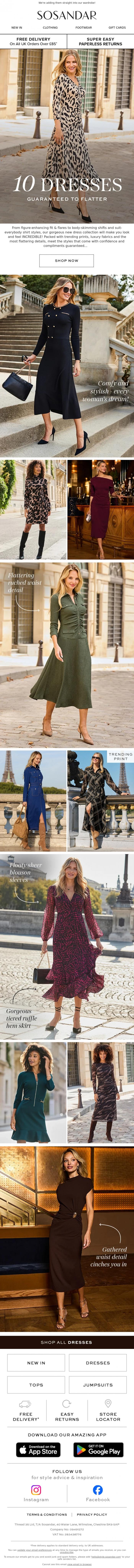 Email Design Inspiration from Sosandar, New In! 10 Dresses Guaranteed To Flatter 😍