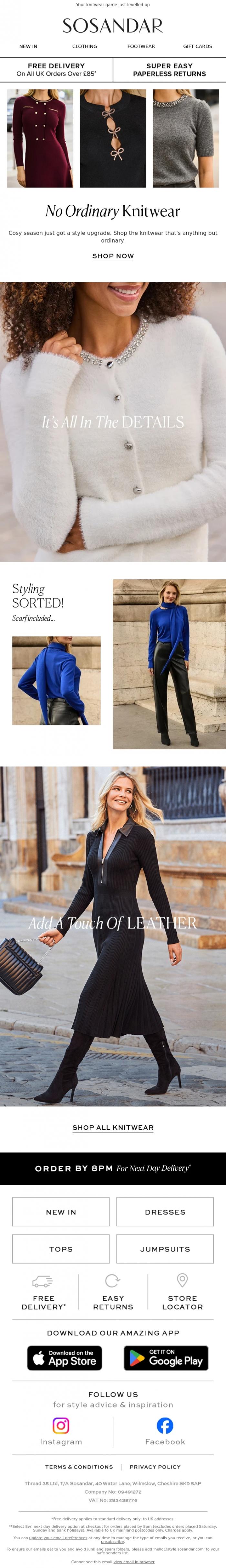 Email Design Inspiration from Sosandar, This Is No Ordinary Knitwear