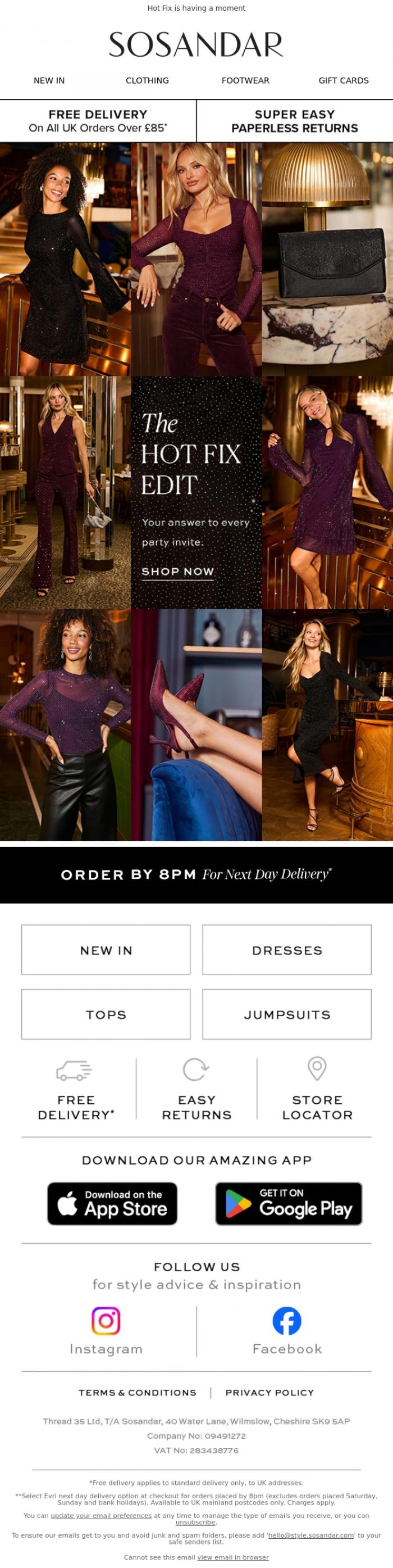 Email Design Inspiration from Sosandar, Ready, Set, Sparkle ✨