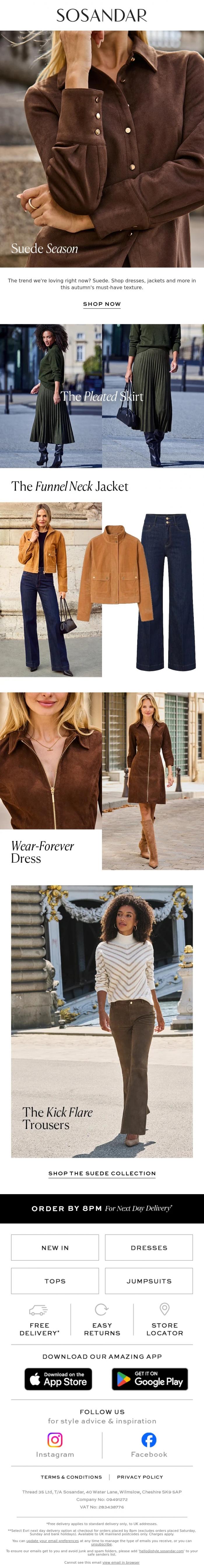 Email Design Inspiration from Sosandar, Autumn's Most-Wanted Fabric