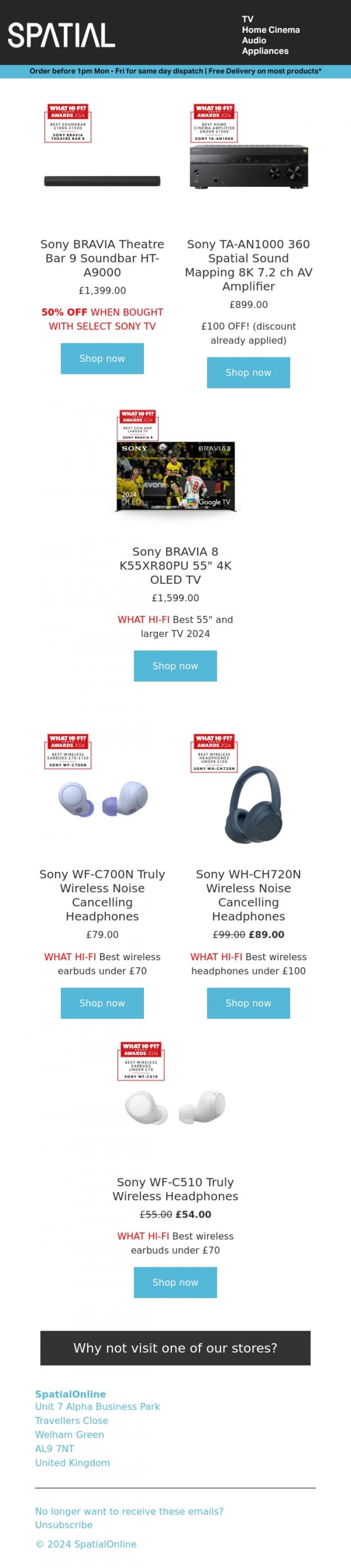 Email Design Inspiration from SpatialOnline, Sony What Hi-Fi Award Winners at Spatial