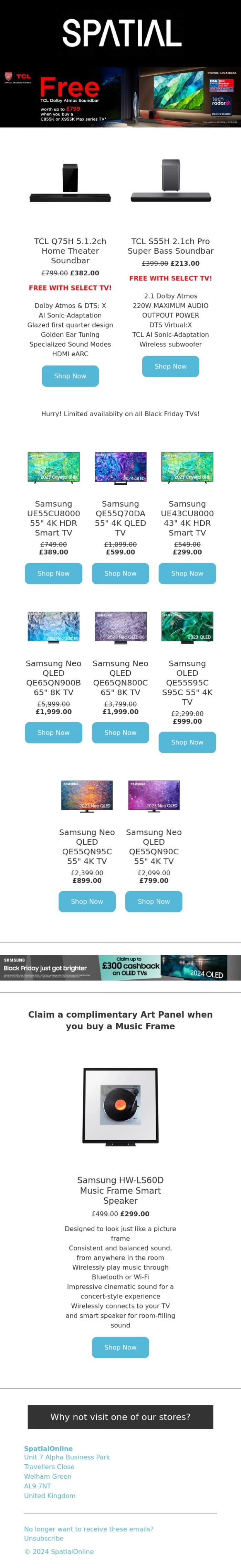 Email Design Inspiration from SpatialOnline, Black Friday Continues&nbsp; - New Lines Added