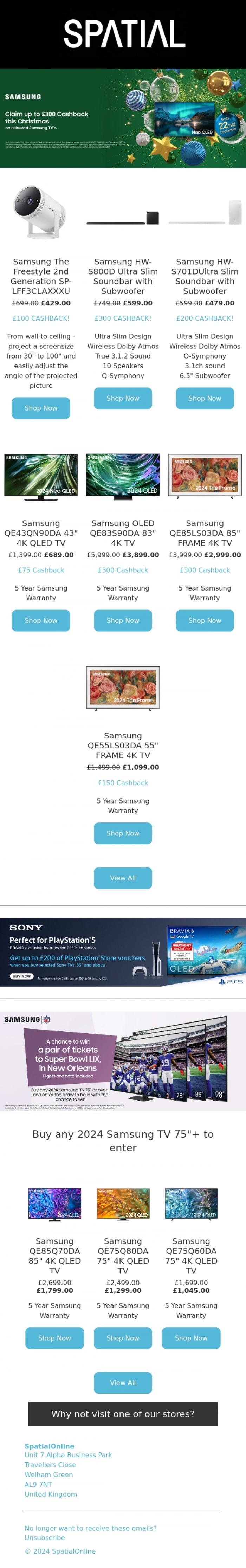 Email Design Inspiration from SpatialOnline, Cashback for Christmas?