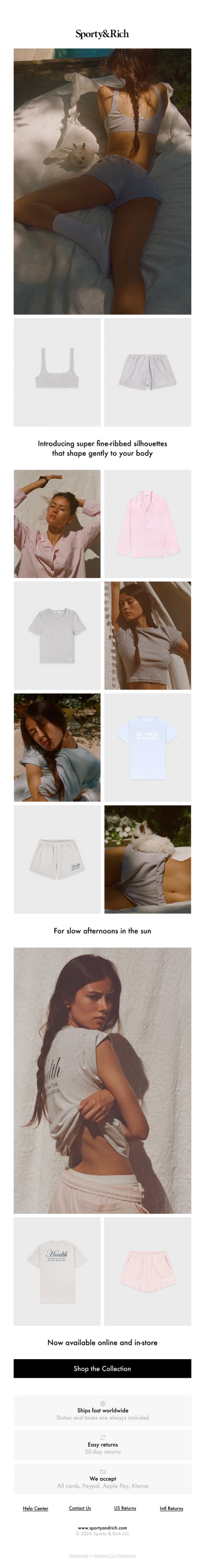 Email Design Inspiration from Sporty & Rich, Explore Baby Lounge Drop