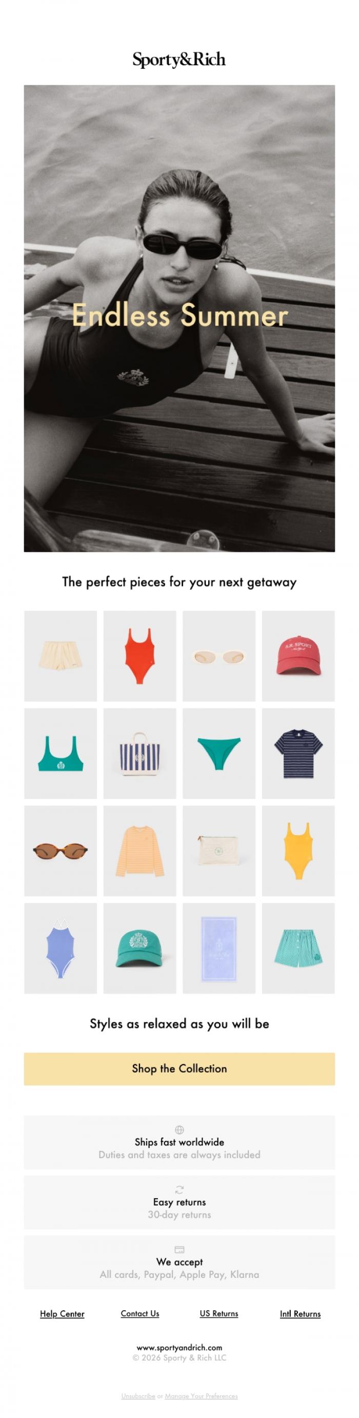 Email Design Inspiration from Sporty & Rich, Summer Essentials