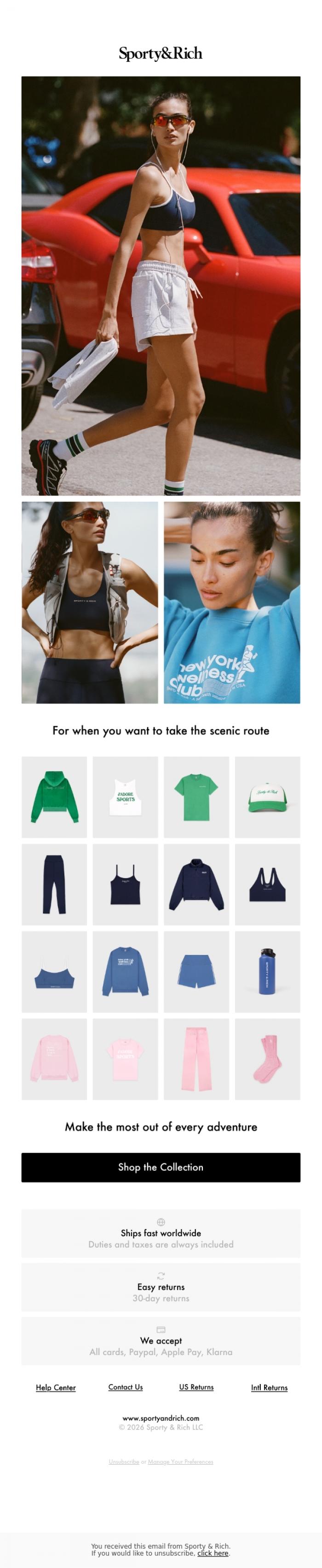 Email Design Inspiration from Sporty & Rich, Athletic Drop Now Online