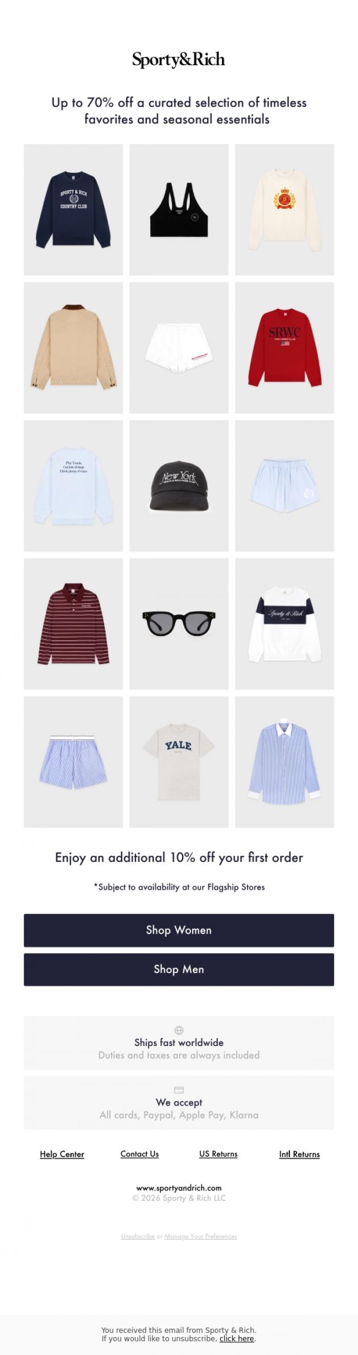 Email Design Inspiration from Sporty & Rich, Your Most-Loved Styles