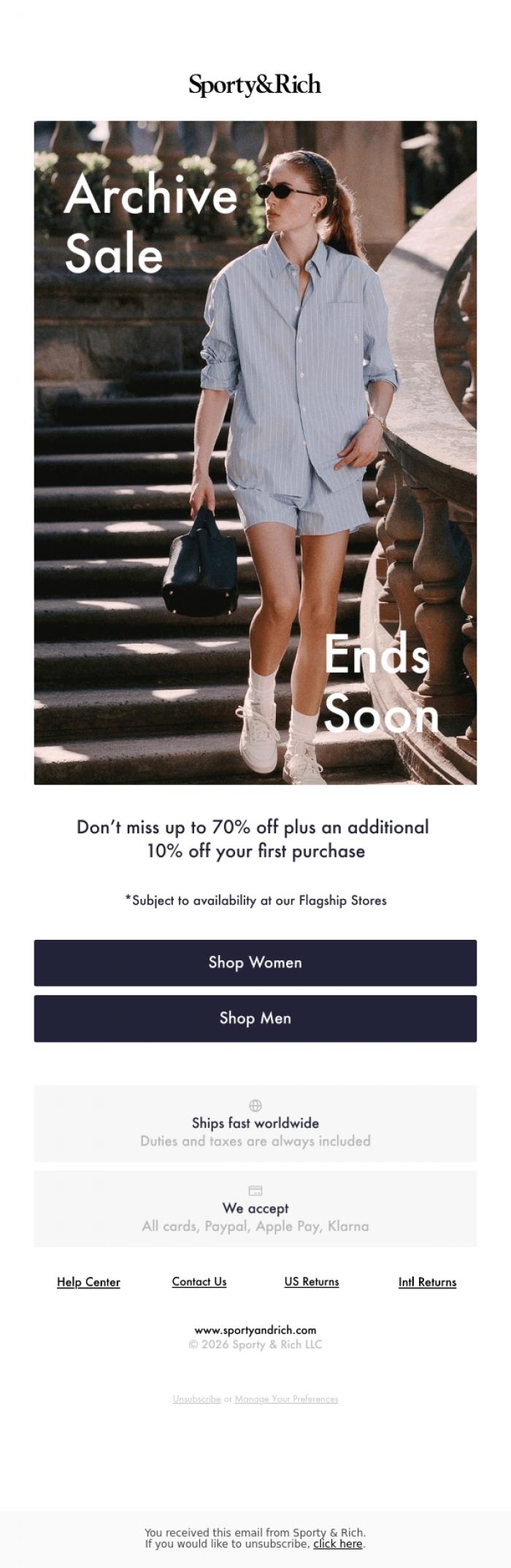 Email Design Inspiration from Sporty & Rich, Final Hours