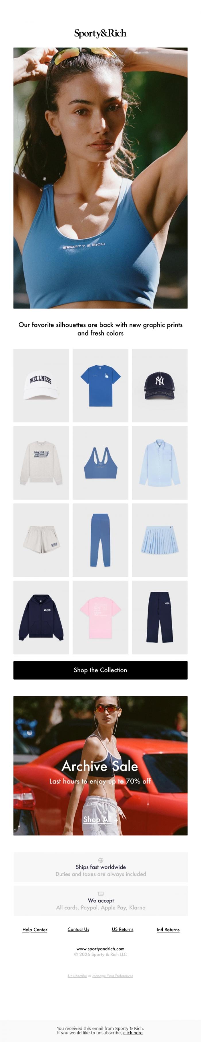 Email Design Inspiration from Sporty & Rich, Our Favorites Are Back In Stock