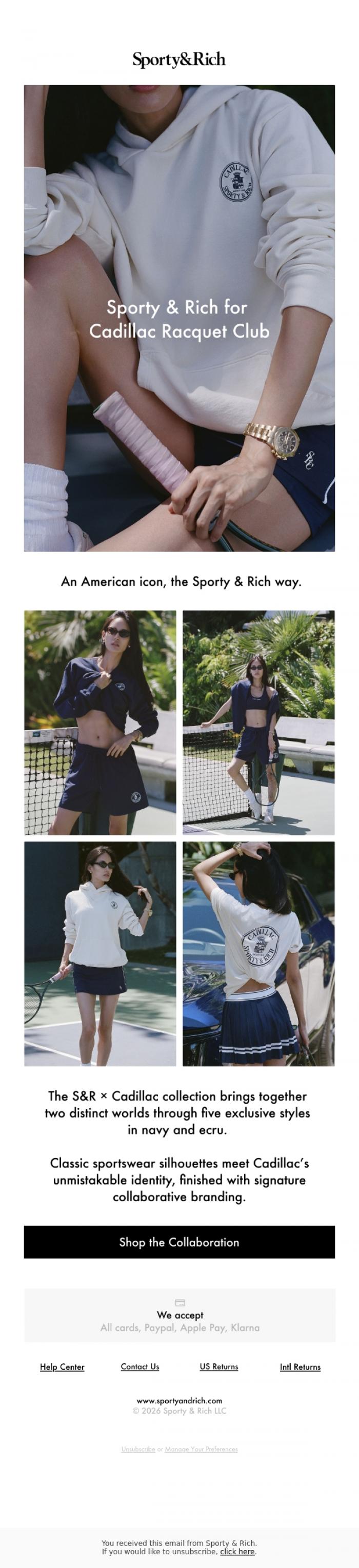 Email Design Inspiration from Sporty & Rich, S&R &times; CADILLAC