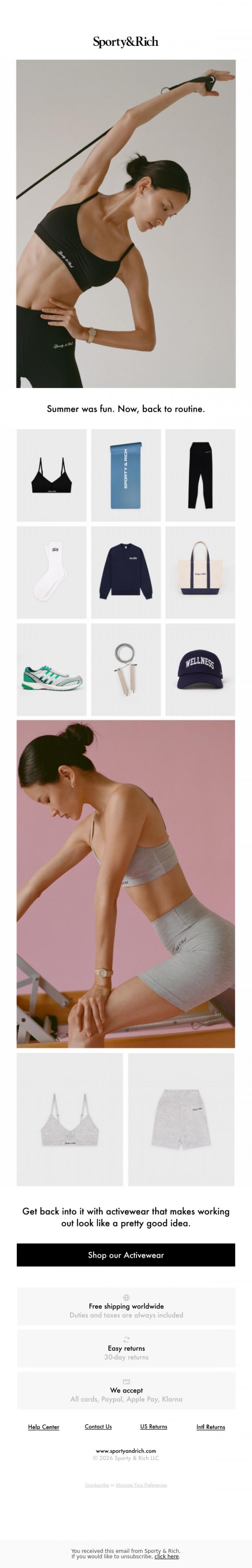 Email Design Inspiration from Sporty & Rich, Back In Motion