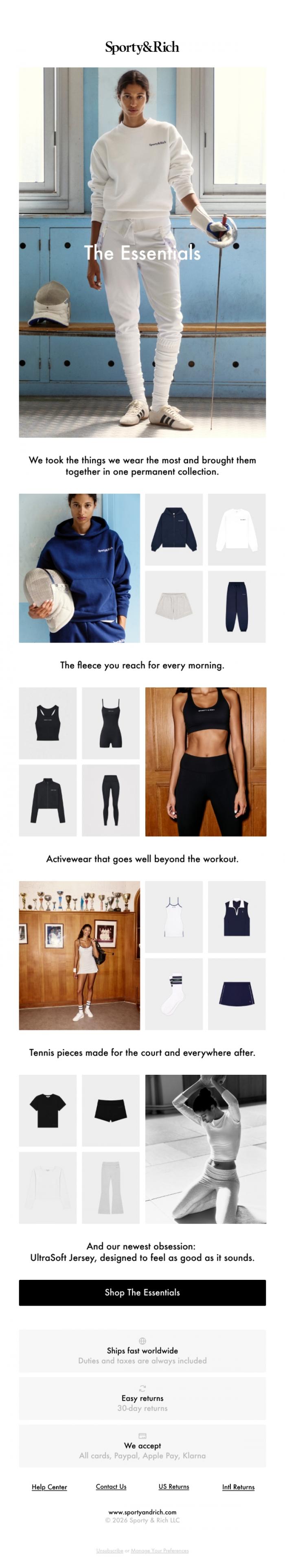 Email Design Inspiration from Sporty & Rich, Meet The Essentials