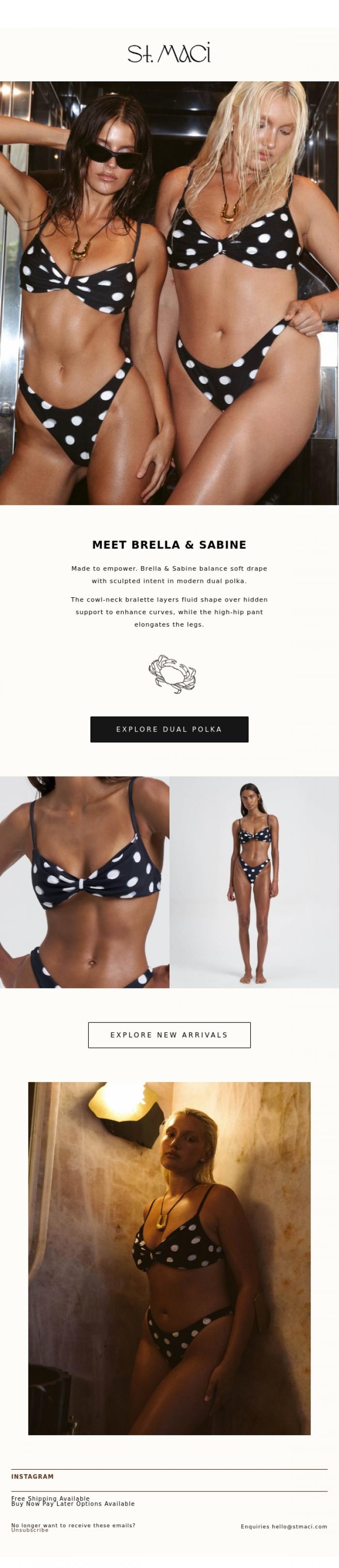 Email Design Inspiration from St. MACI, The Modern Muse Wears Polka Dots Again