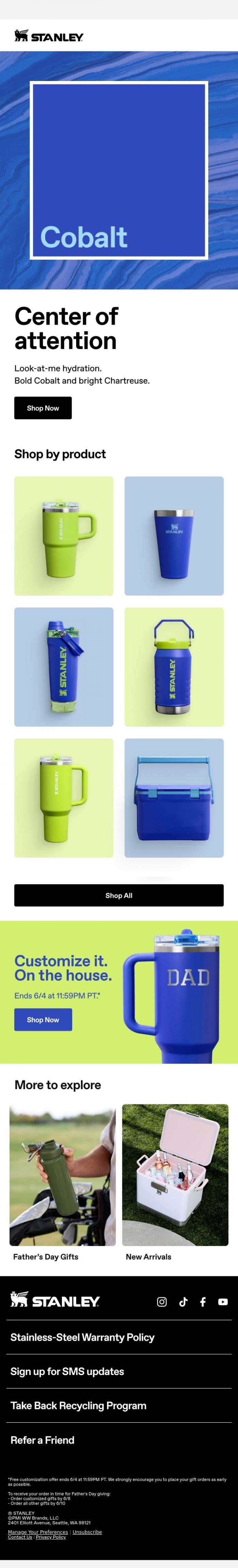 Email Design Inspiration from Stanley 1913, Color That's Not Shy