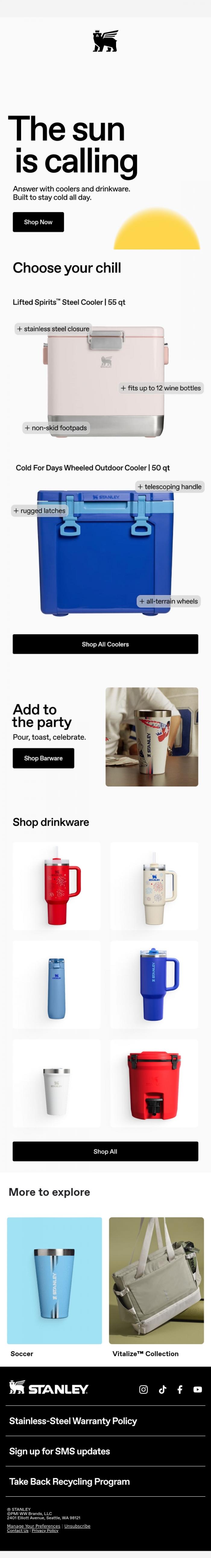 Email Design Inspiration from Stanley 1913, Ready. Pack. Go.