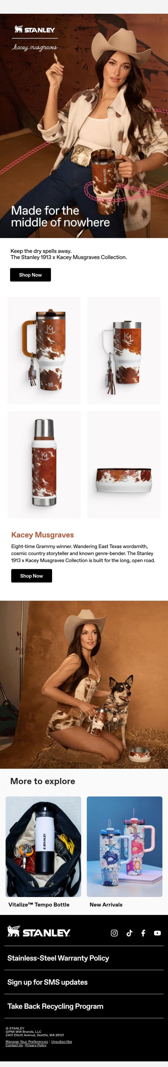 Email Design Inspiration from Stanley 1913, NEW Kacey Musgraves Collection