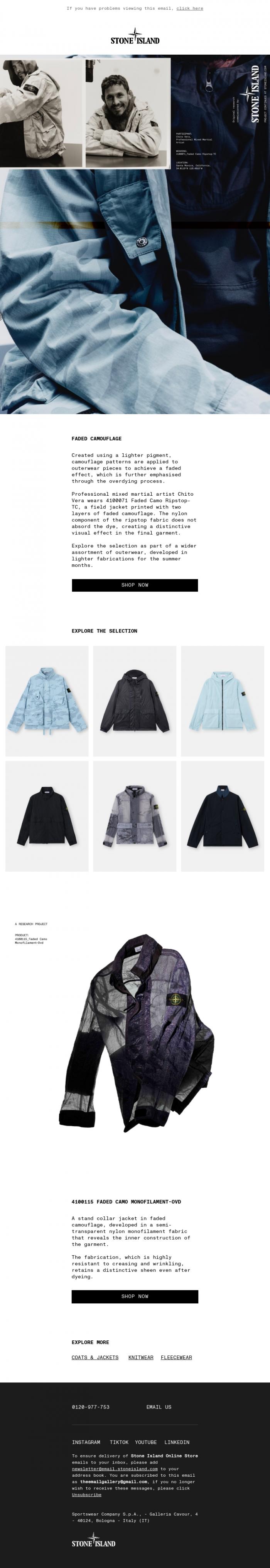 Email Design Inspiration from Stone Island, Faded Camouflage