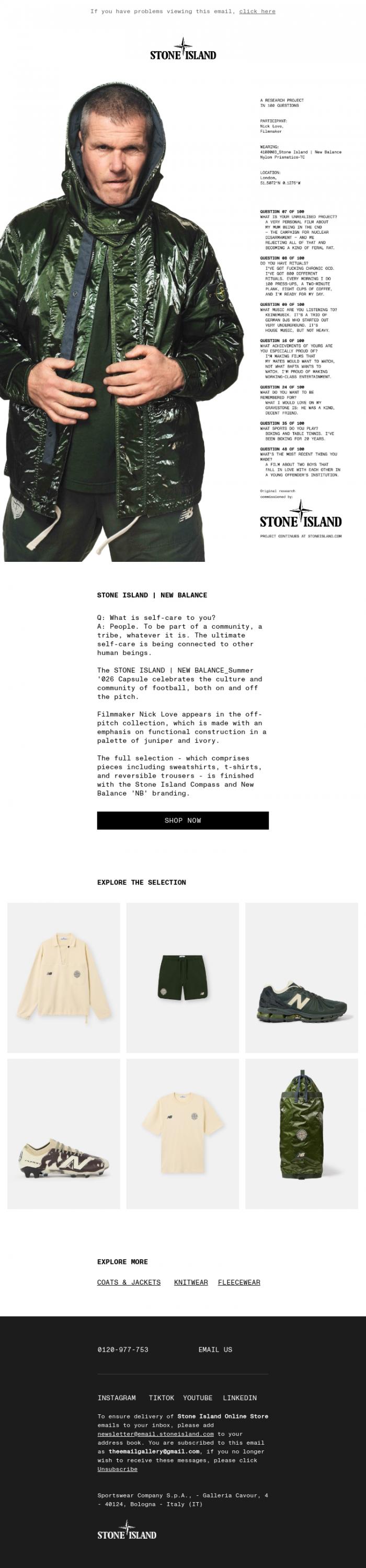 Email Design Inspiration from Stone Island, STONE ISLAND | NEW BALANCE