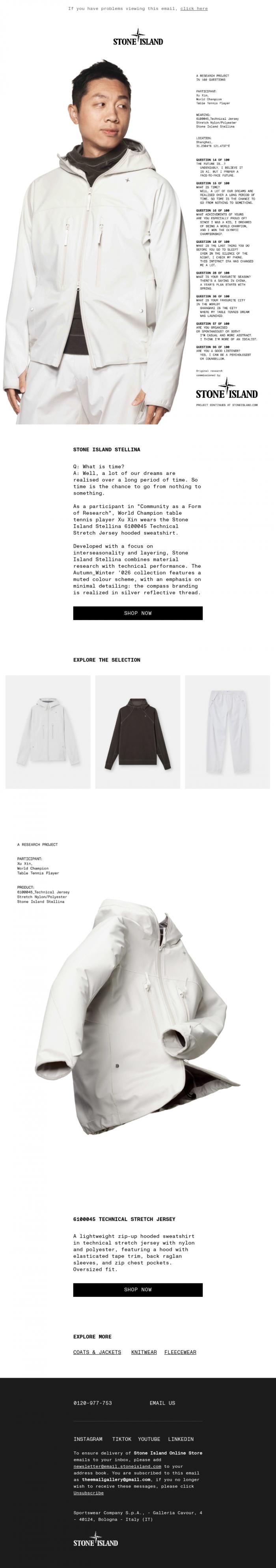 Email Design Inspiration from Stone Island, Stone Island Stellina Autumn_Winter '026