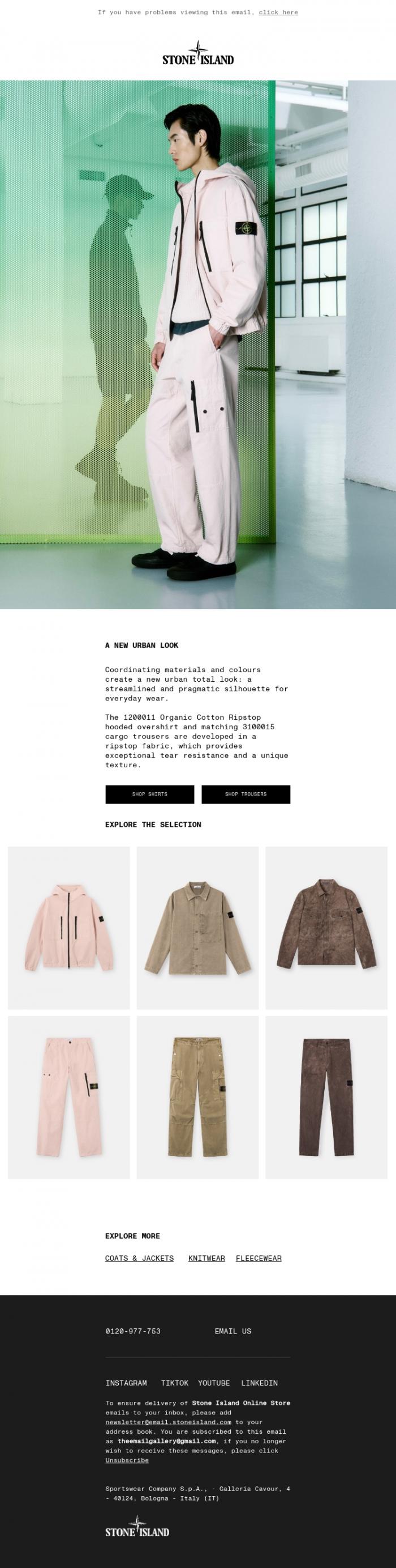 Email Design Inspiration from Stone Island, A New Urban Look