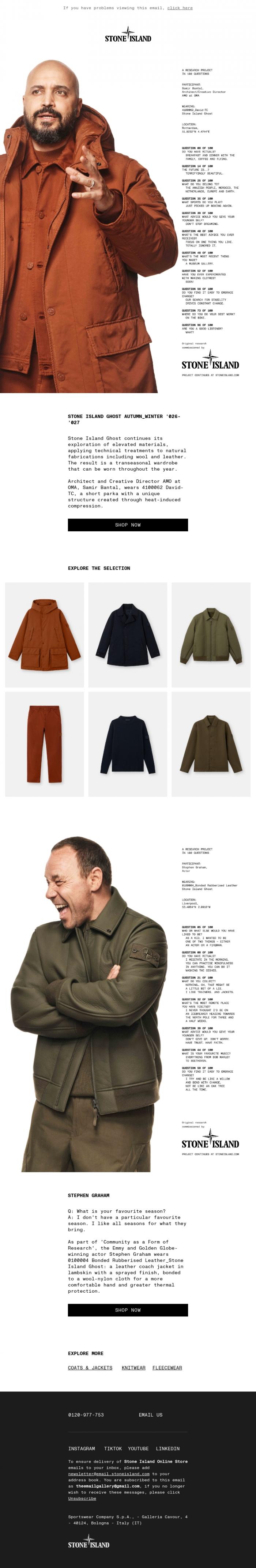 Email Design Inspiration from Stone Island, Stone Island Ghost