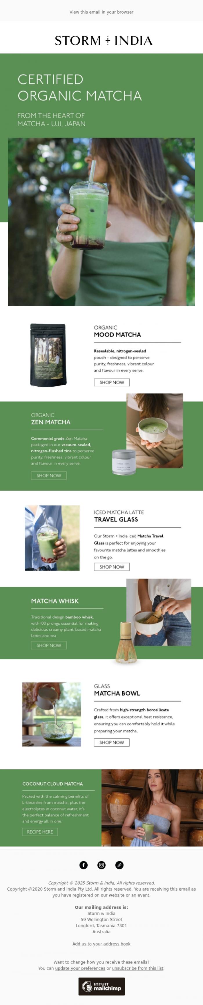 Email Design Inspiration from Storm and India, MATCHA - Clean, Green Energy