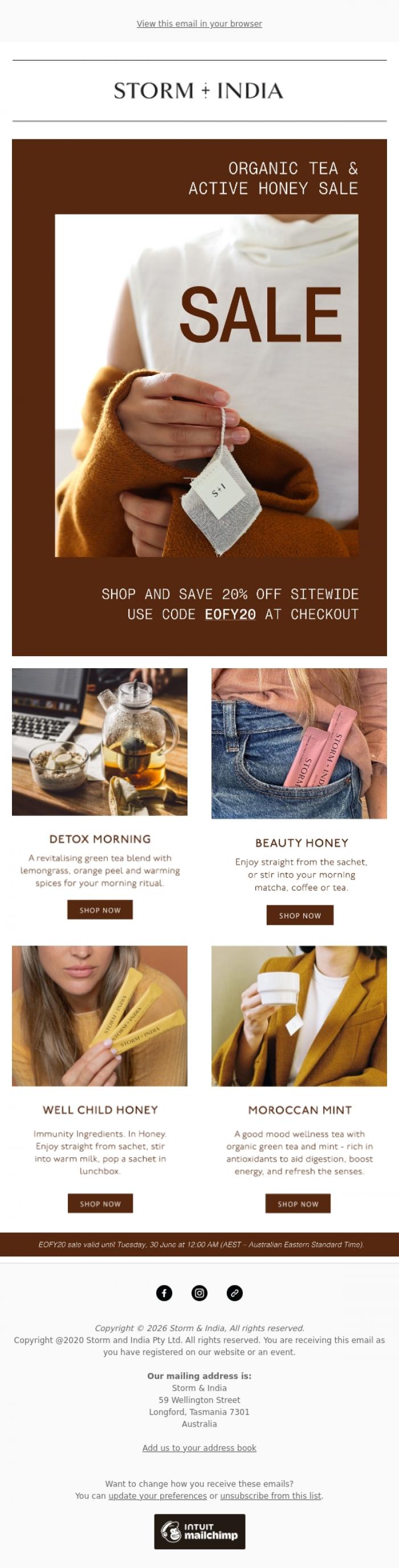 Email Design Inspiration from Storm and India, Limited Time: 20% OFF Sitewide