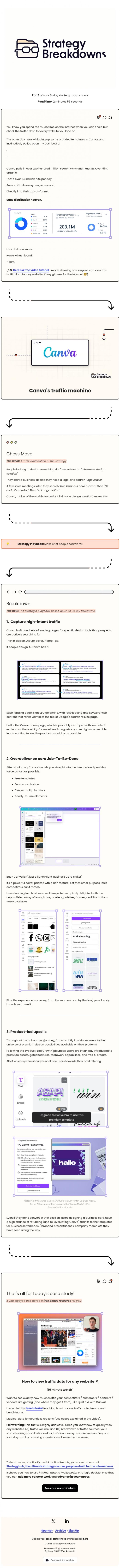 Email Design Inspiration from Strategy Breakdowns, 🎯 [1/5] Canva's traffic machine