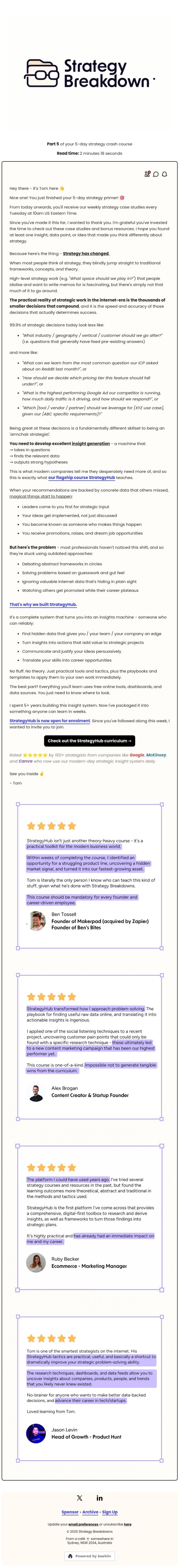 Email Design Inspiration from Strategy Breakdowns, 🎯 [5/5] Woah, congrats!