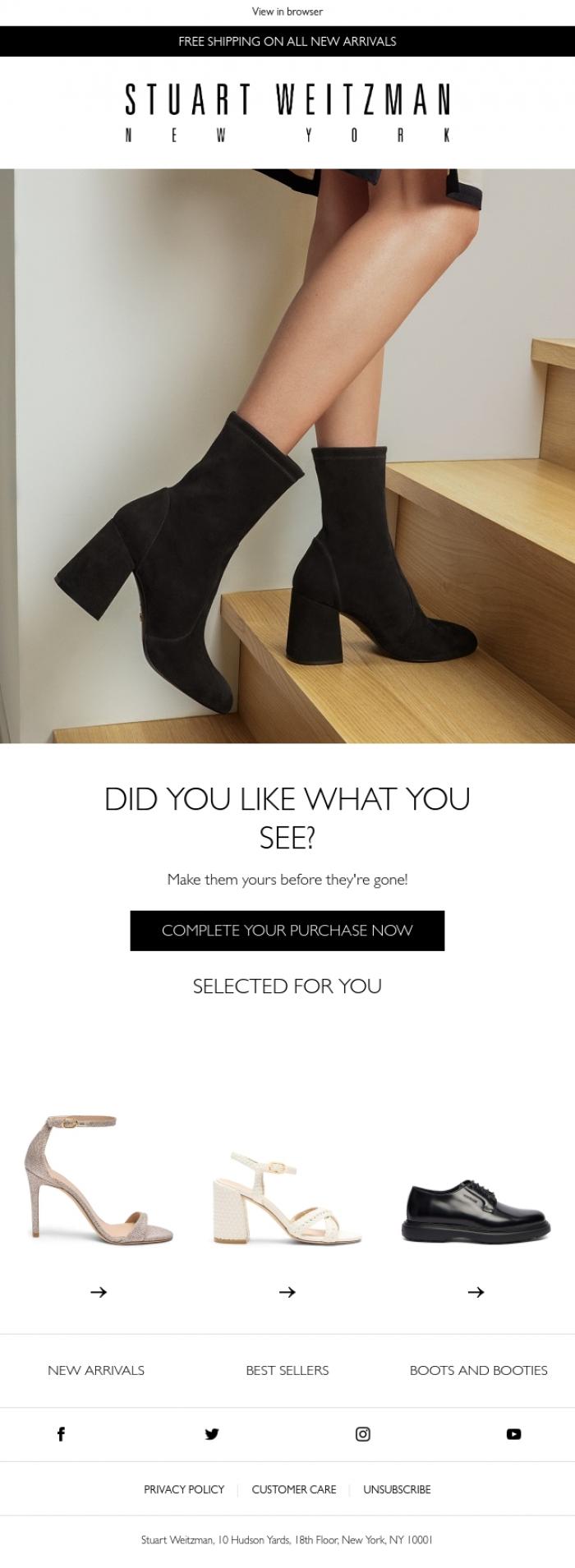 Email Design Inspiration from Stuart Weitzman Europe, We saw you were checking these out