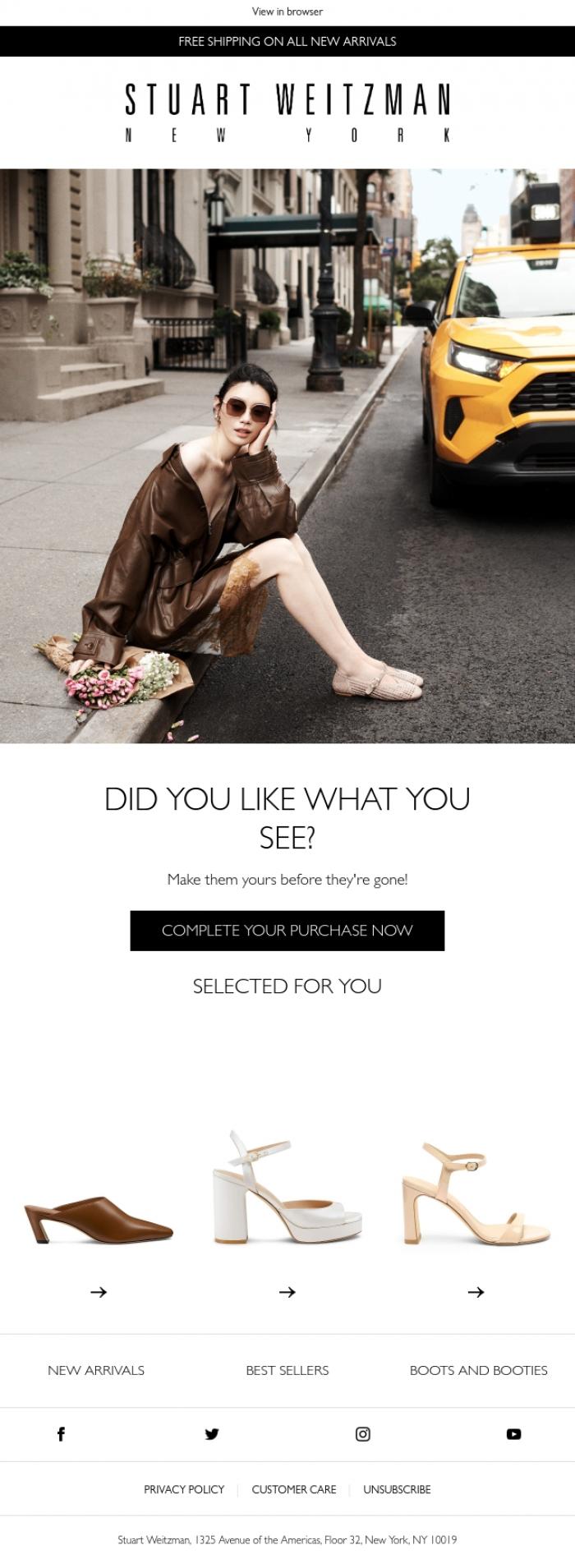 Email Design Inspiration from Stuart Weitzman Europe, We saw you were checking these out