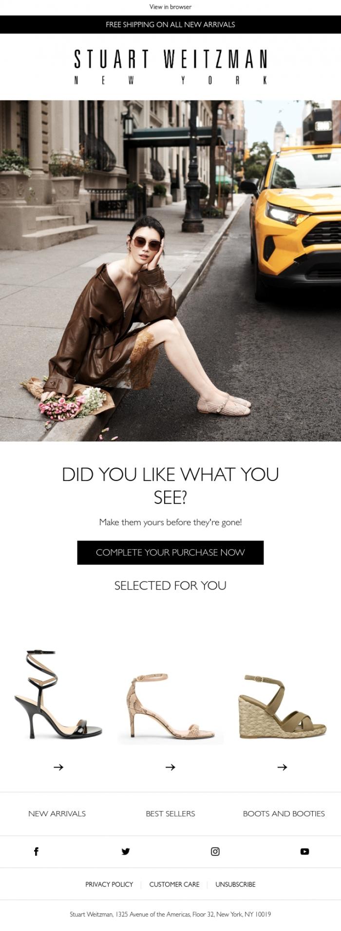 Email Design Inspiration from Stuart Weitzman Europe, We saw you were checking these out