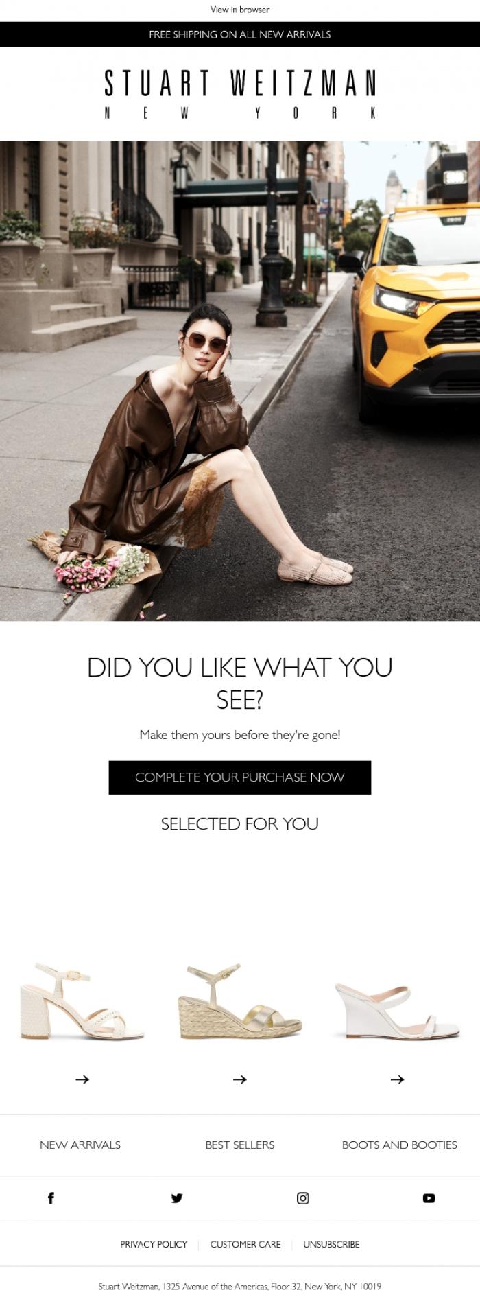 Email Design Inspiration from Stuart Weitzman Europe, We saw you were checking these out