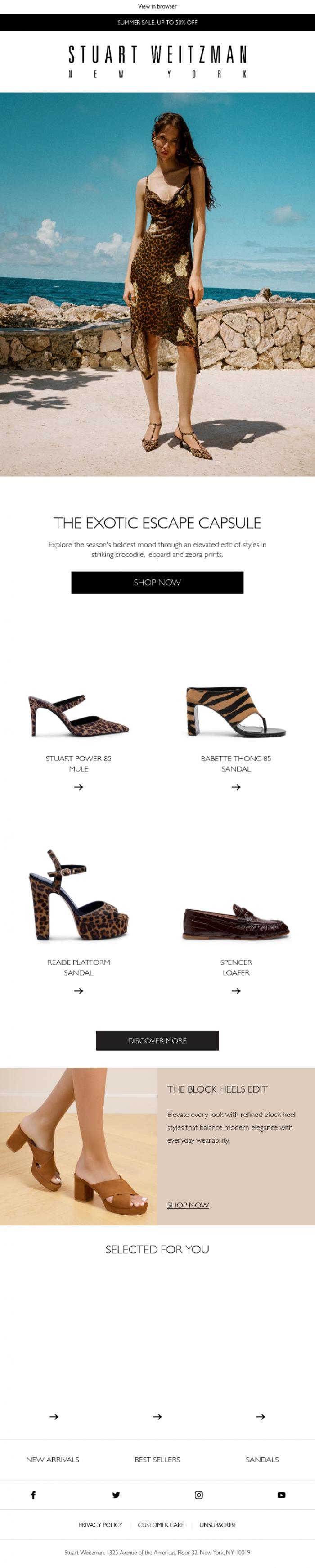 Email Design Inspiration from Stuart Weitzman Europe, The New Neutral: Animal Prints